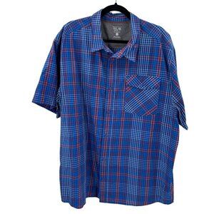 Mountain Hardwear Blue/Red Plaid Short Sleeve Button-Up Shirt Mens XXL